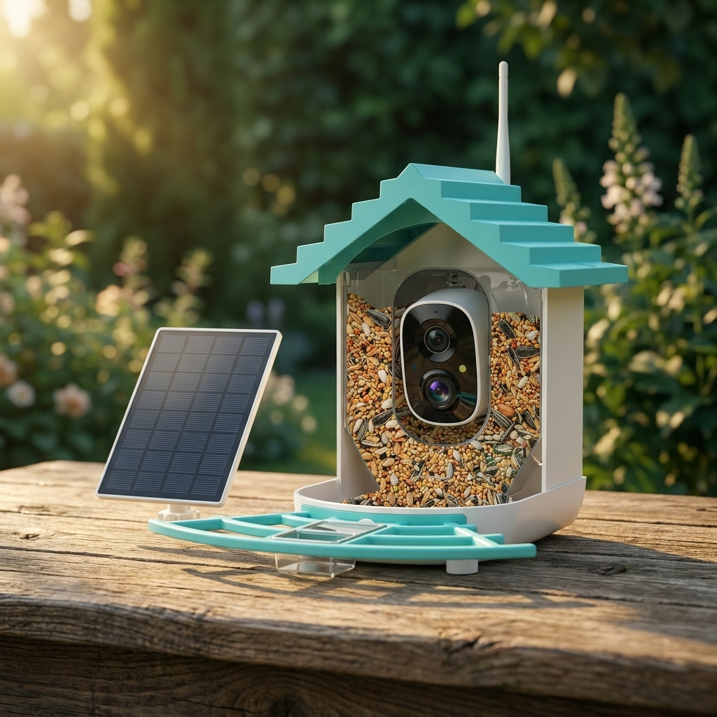 Mangeoire Connectée à Caméra intelligente pour Oiseaux avec Panneau Solaire 5W