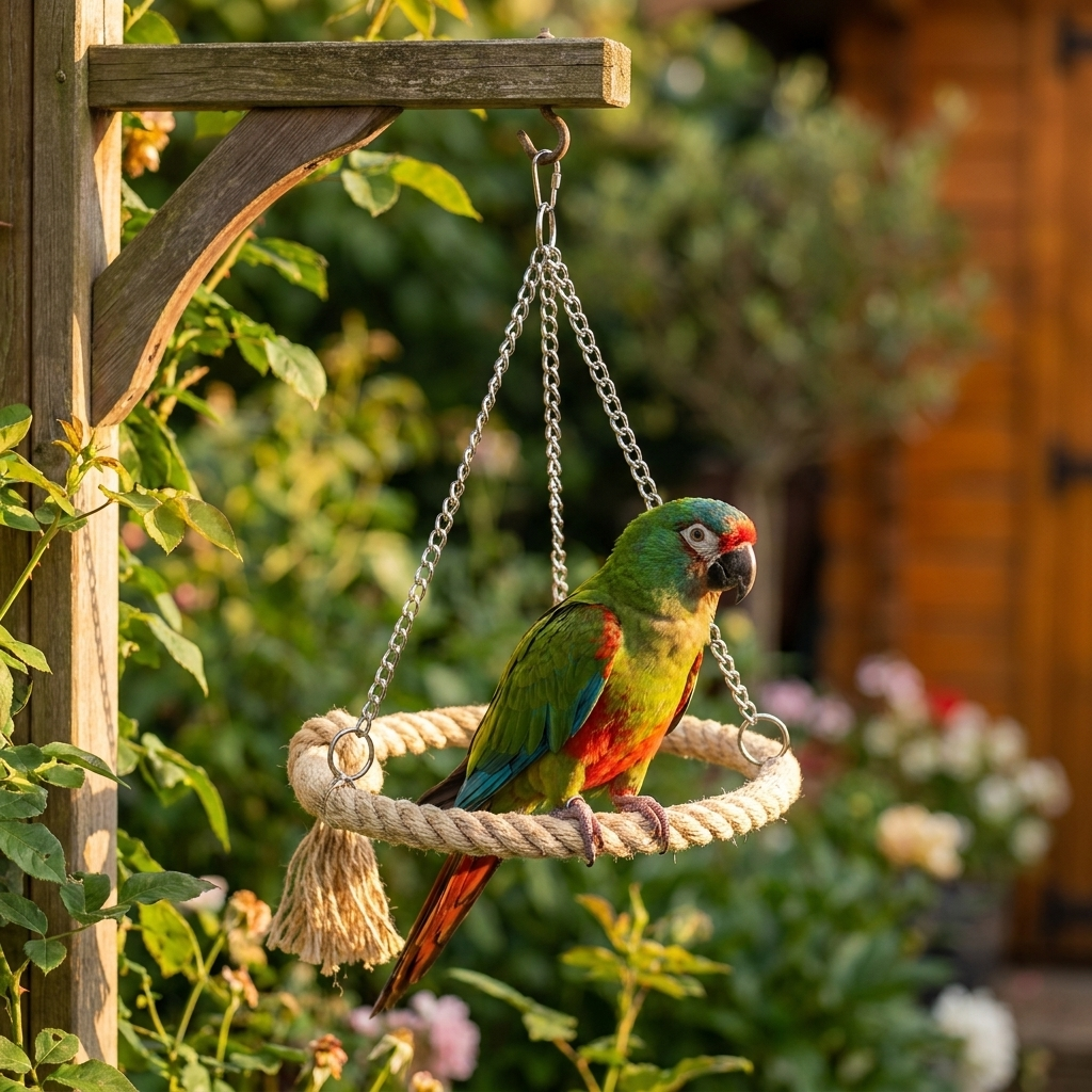 Balançoire Anneau en Corde pour Oiseaux de Compagnie