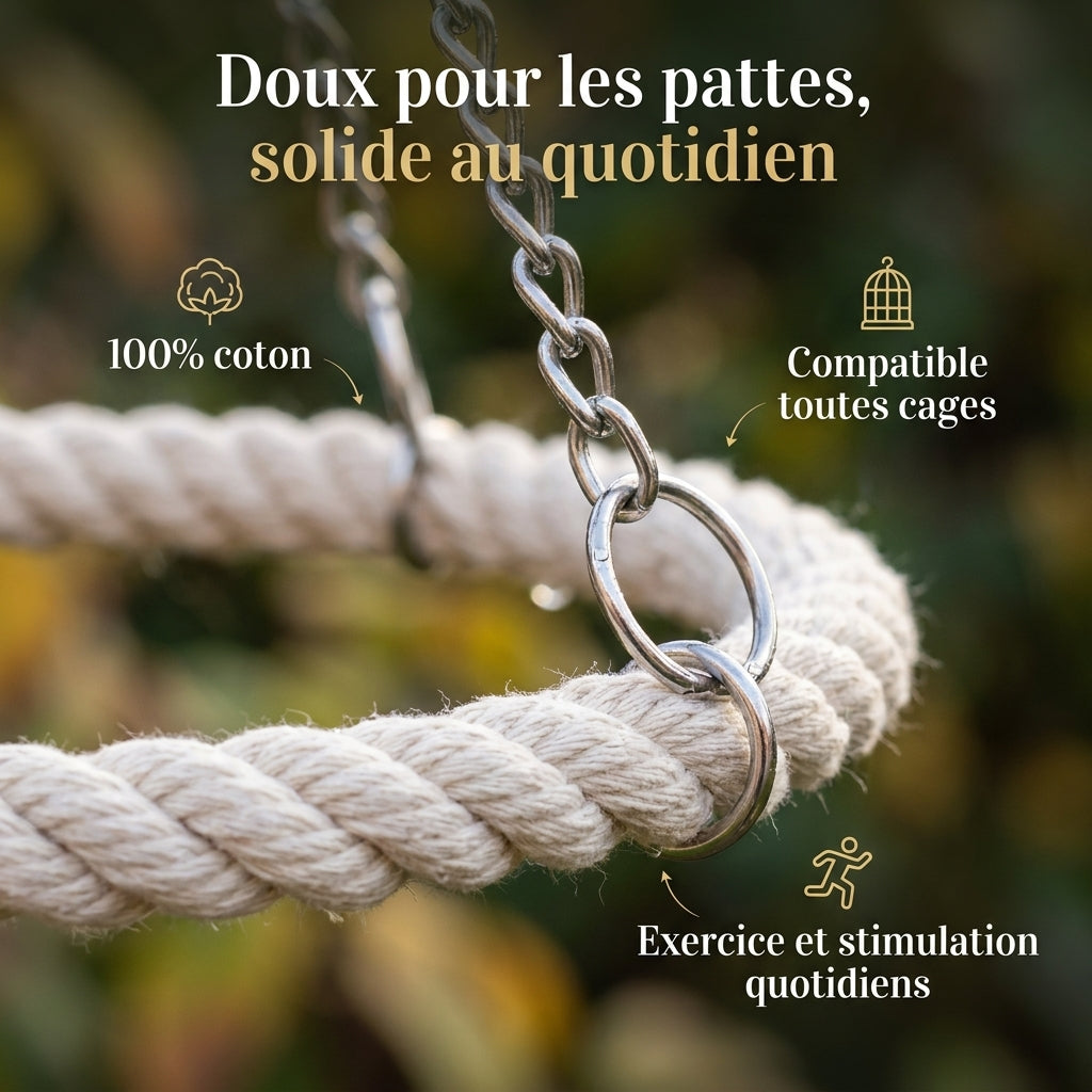 Balançoire Anneau en Corde pour Oiseaux de Compagnie