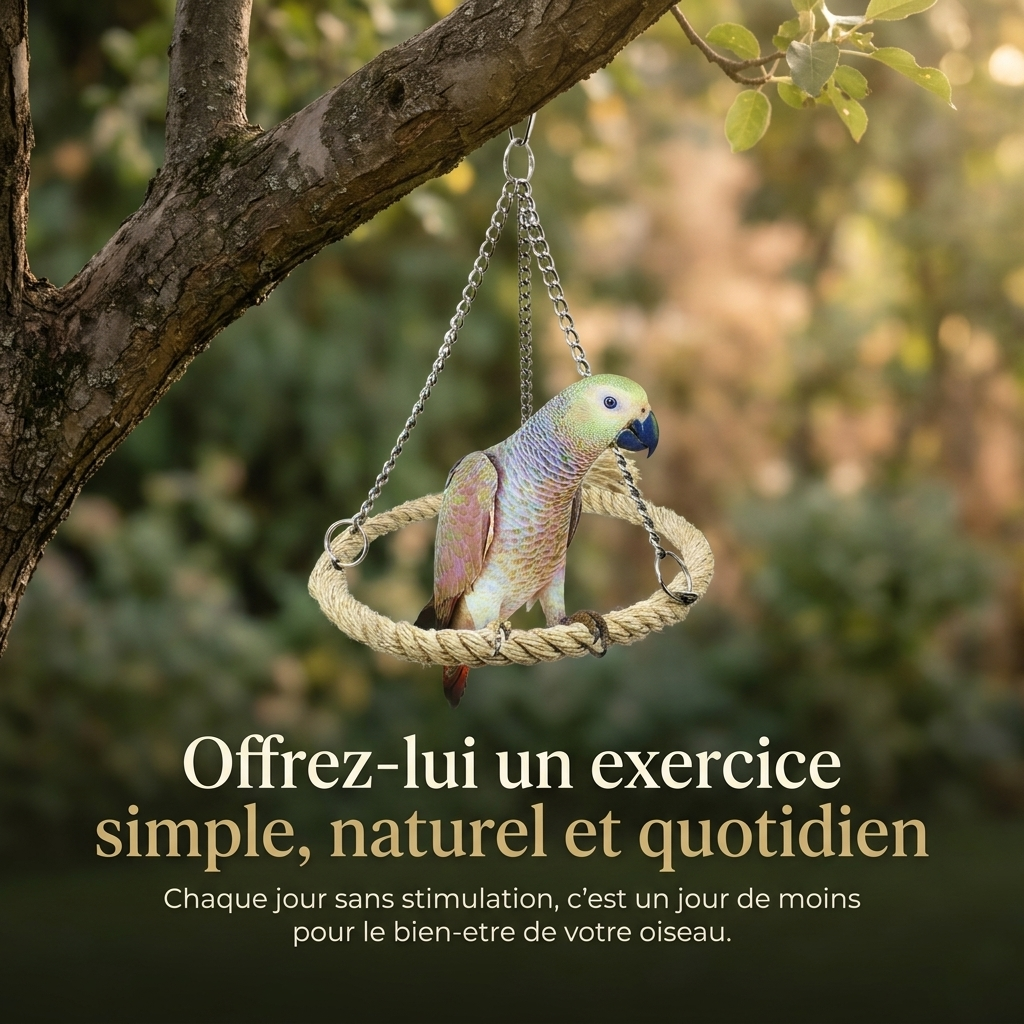 Balançoire Anneau en Corde pour Oiseaux de Compagnie