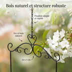 Perchoir et Balançoire en Bois Naturel et Fer pour Oiseaux de Compagnie