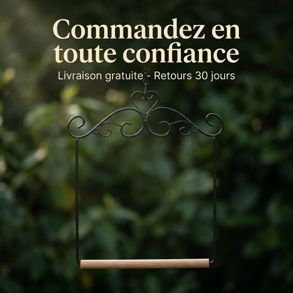 Perchoir et Balançoire en Bois Naturel et Fer pour Oiseaux de Compagnie