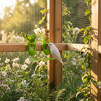 Perchoir 2-en-1 avec Mangeoire Intégrée pour Oiseaux de Compagnie