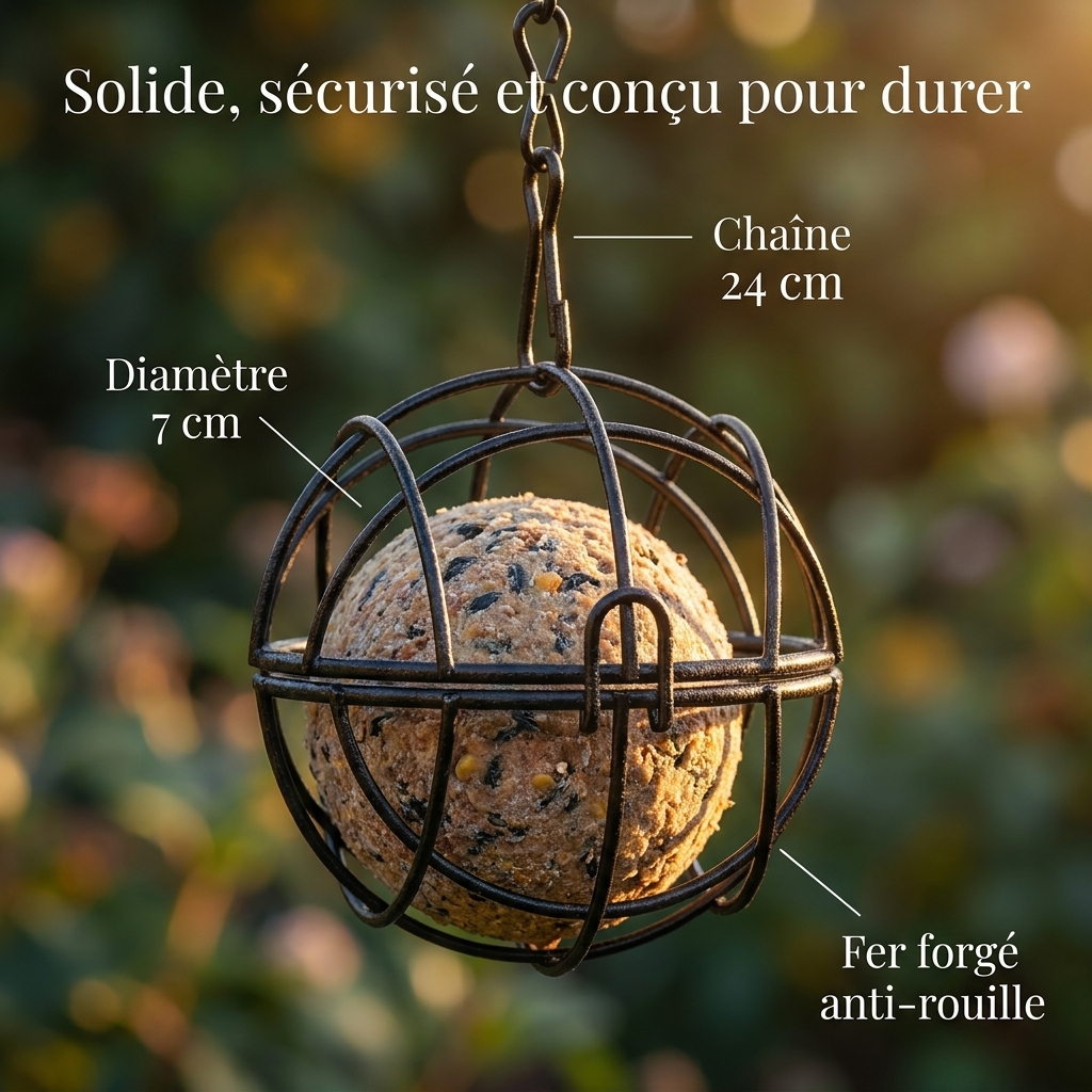 Mangeoire à Boule de Suif en Fer Forgé Anti-Écureuil