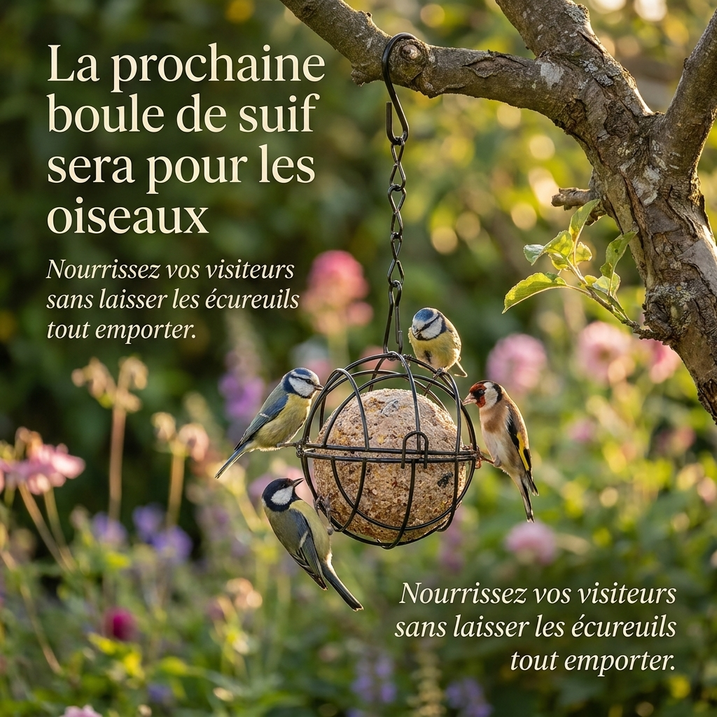 Mangeoire à Boule de Suif en Fer Forgé Anti-Écureuil