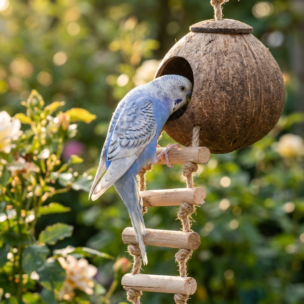 Jouet Perchoir en Bois Naturel pour Oiseaux de Compagnie