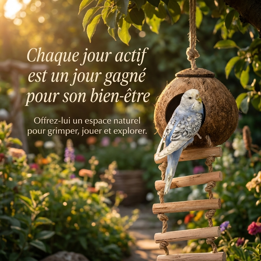 Jouet Perchoir en Bois Naturel pour Oiseaux de Compagnie