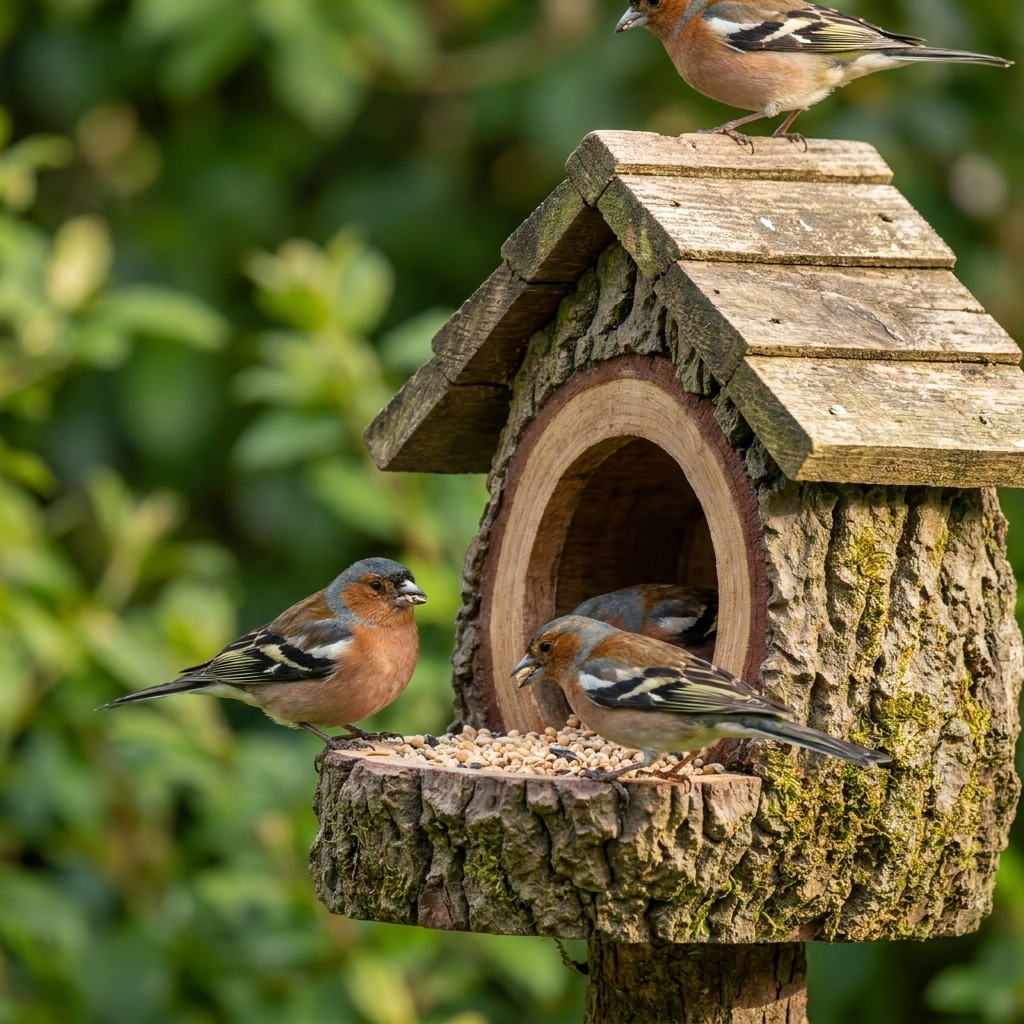 Mangeoire Décorative en Forme de Souche d'Arbre pour Jardin