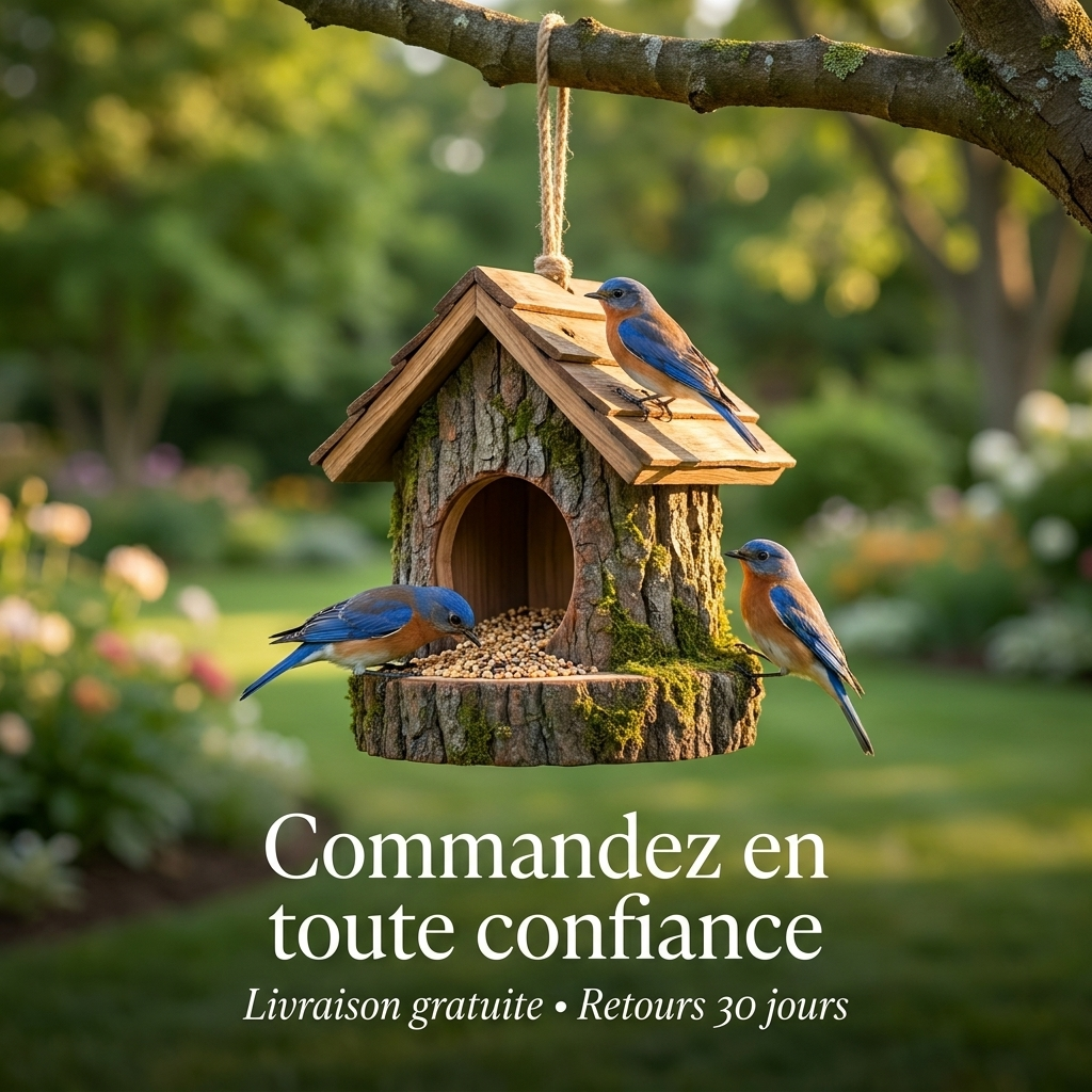 Mangeoire Décorative en Forme de Souche d'Arbre pour Jardin