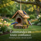 Mangeoire Décorative en Forme de Souche d'Arbre pour Jardin
