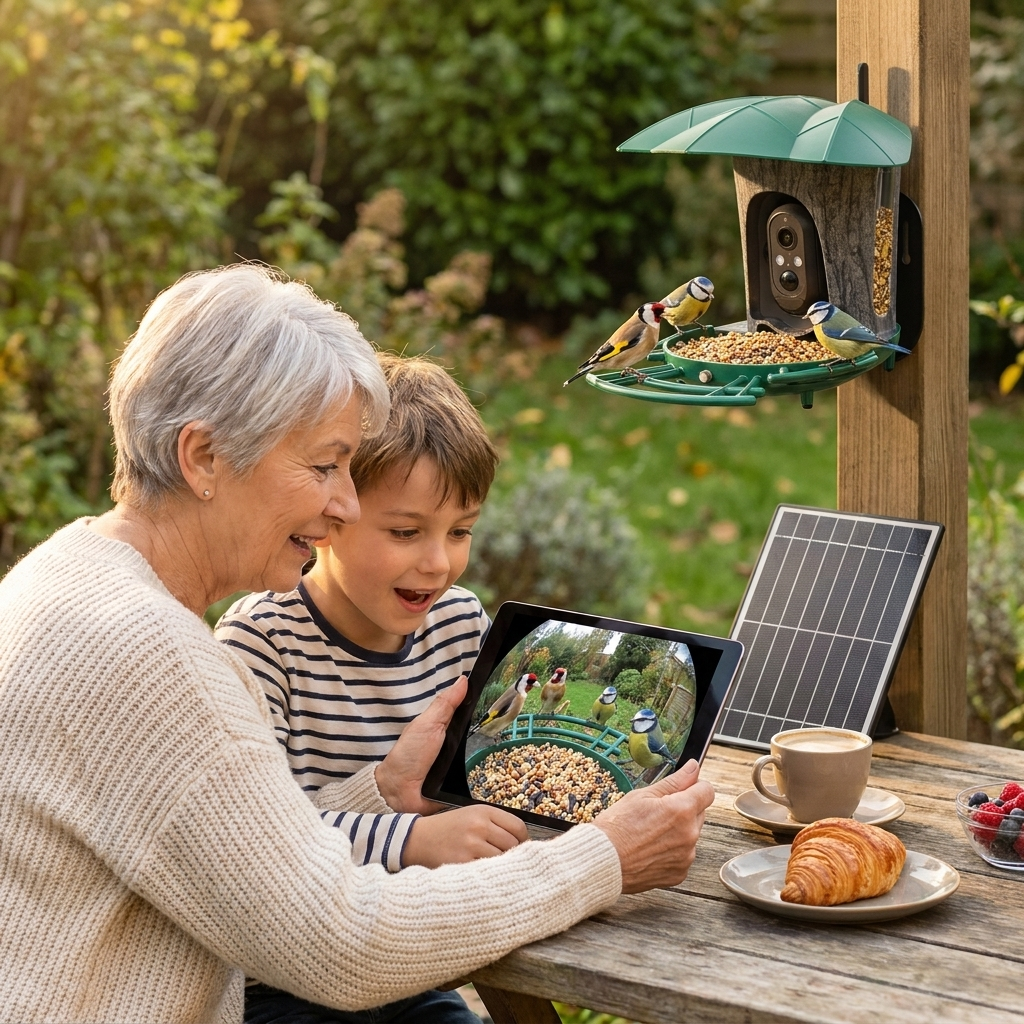 Mangeoire Connectée à Caméra 180° avec Panneau Solaire 6W pour Oiseaux