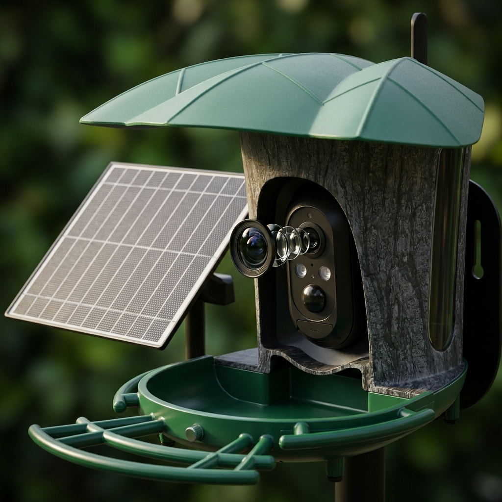 Mangeoire Connectée à Caméra 180° avec Panneau Solaire 6W pour Oiseaux