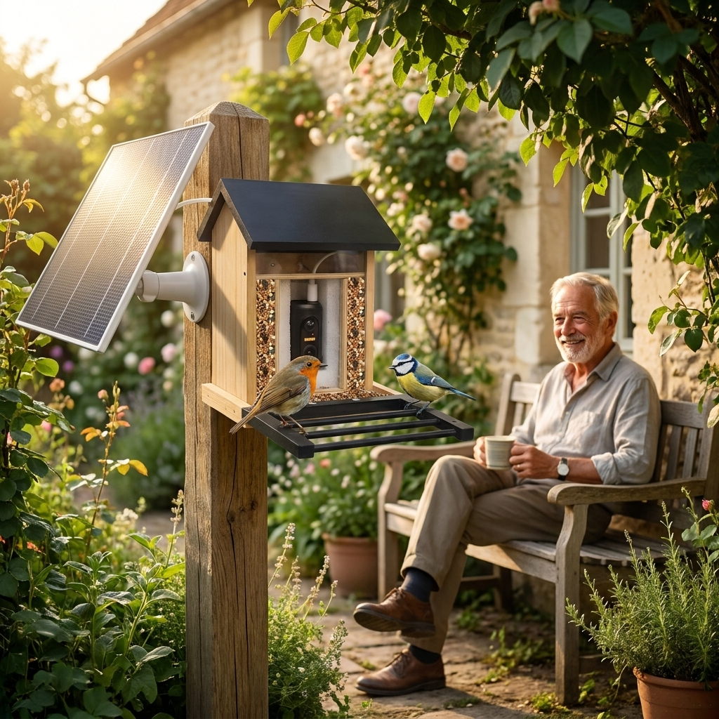 Mangeoire Connectée à Caméra 1080P Solaire 4W IP66 pour Oiseaux