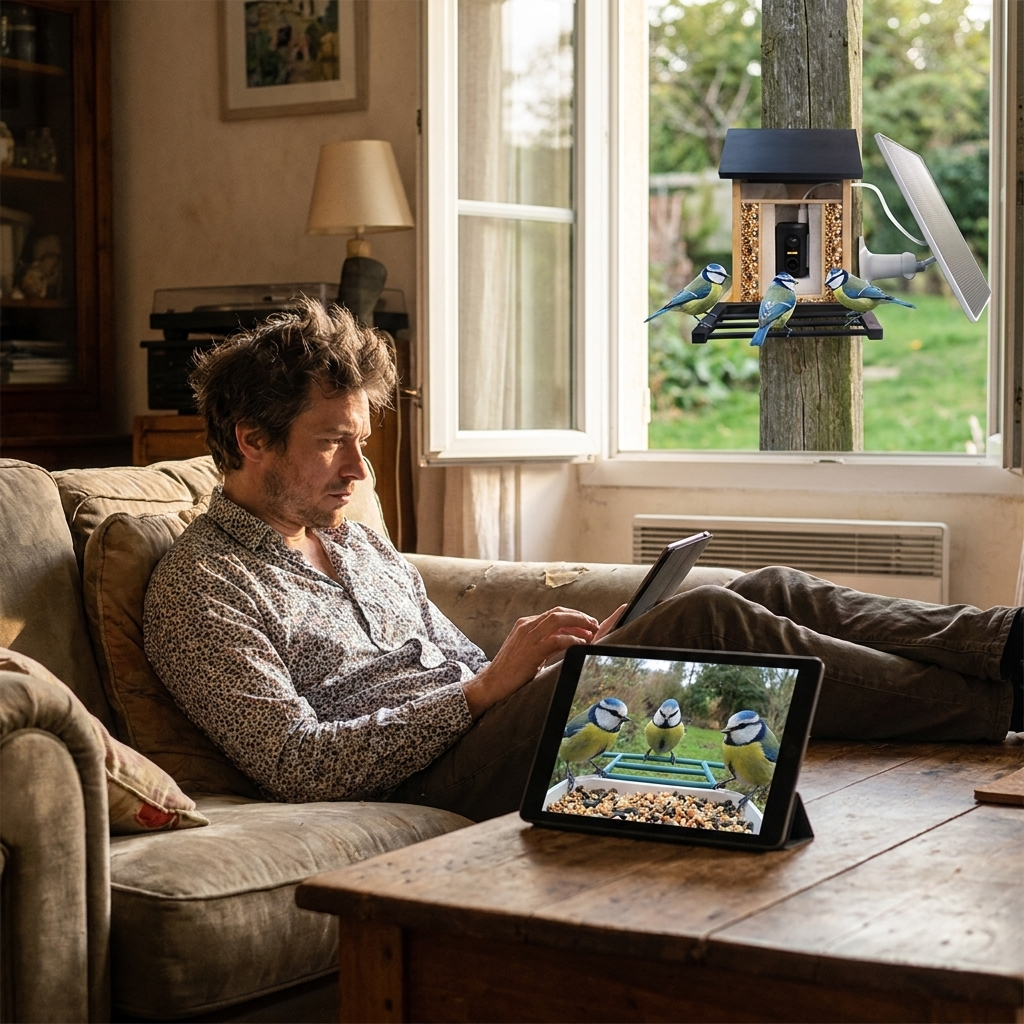Mangeoire Connectée à Caméra 1080P Solaire 4W IP66 pour Oiseaux