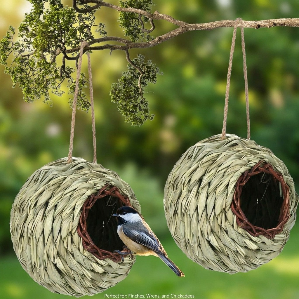 Nichoir Sphérique Artisanal en Bambou pour Petits Oiseaux