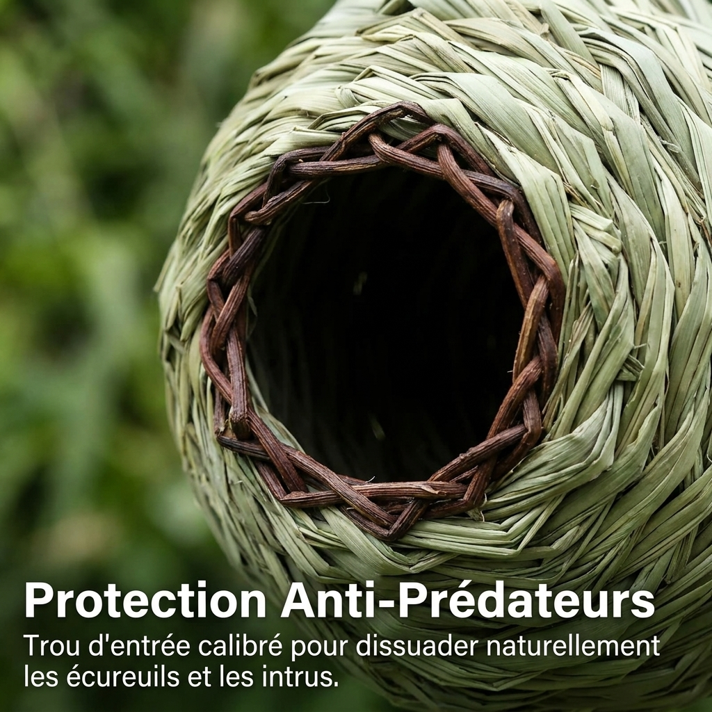 Nichoir Sphérique Artisanal en Bambou pour Petits Oiseaux
