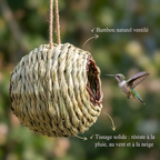 Nichoir Sphérique Artisanal en Bambou pour Petits Oiseaux