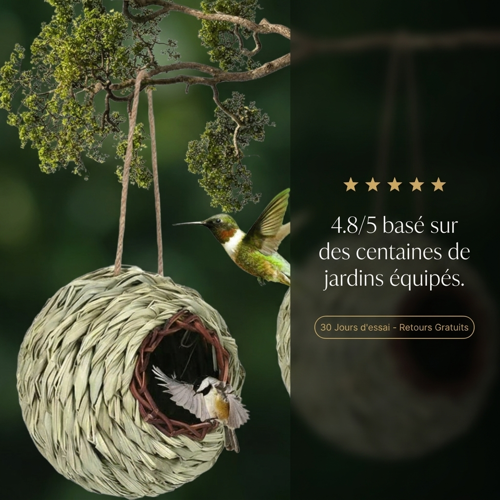 Nichoir Sphérique Artisanal en Bambou pour Petits Oiseaux