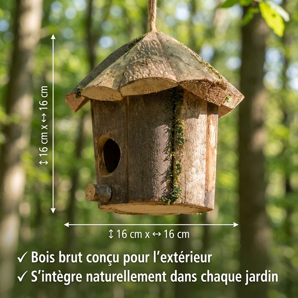 Nichoir en Bois Rustique pour Jardin