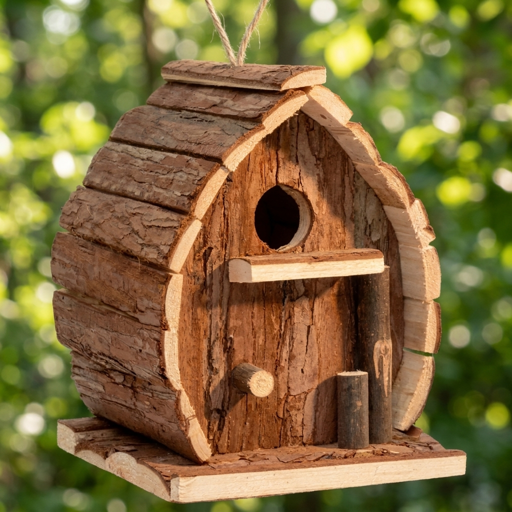 Nichoir Rustique en Bois Dur pour Oiseaux