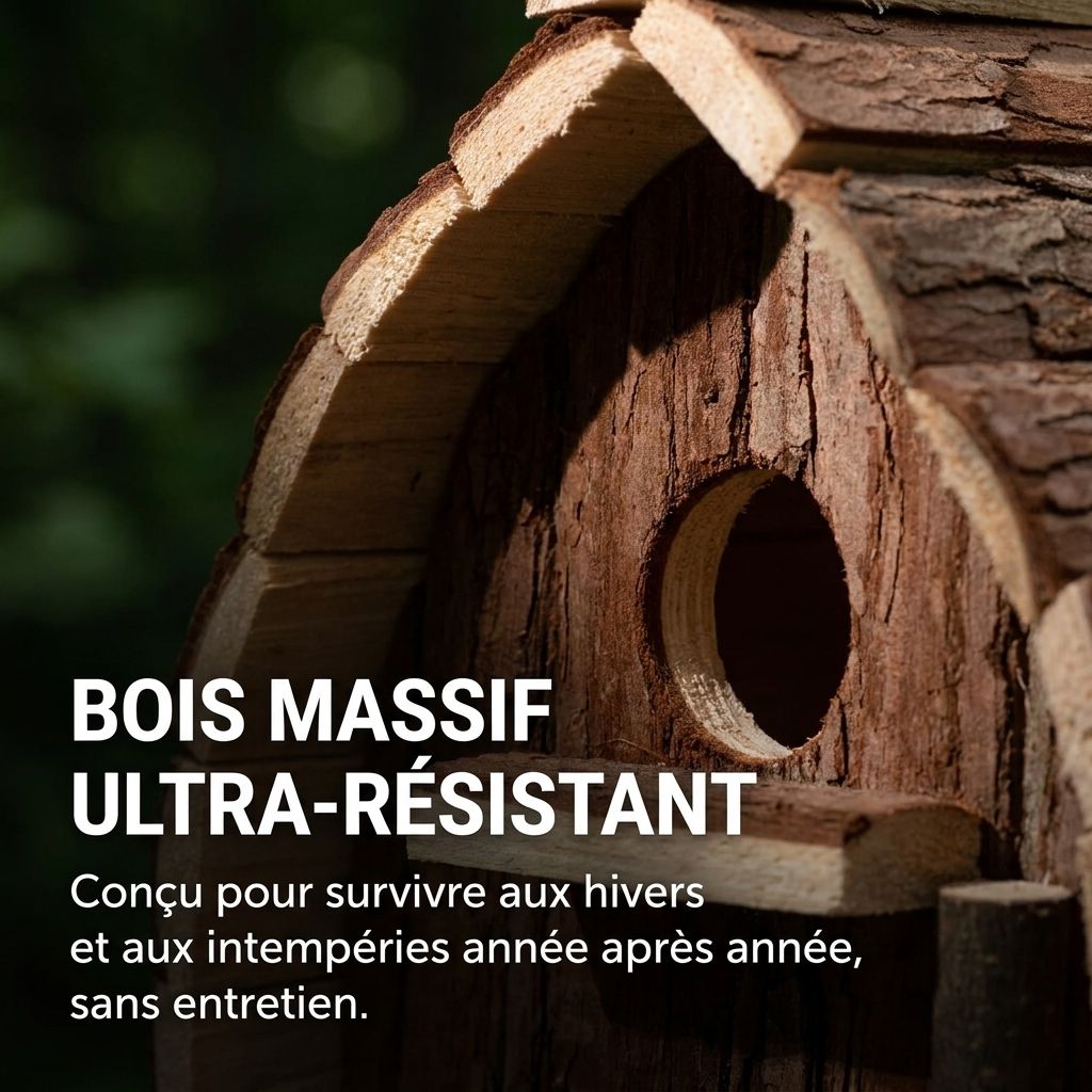 Nichoir Rustique en Bois Dur pour Oiseaux