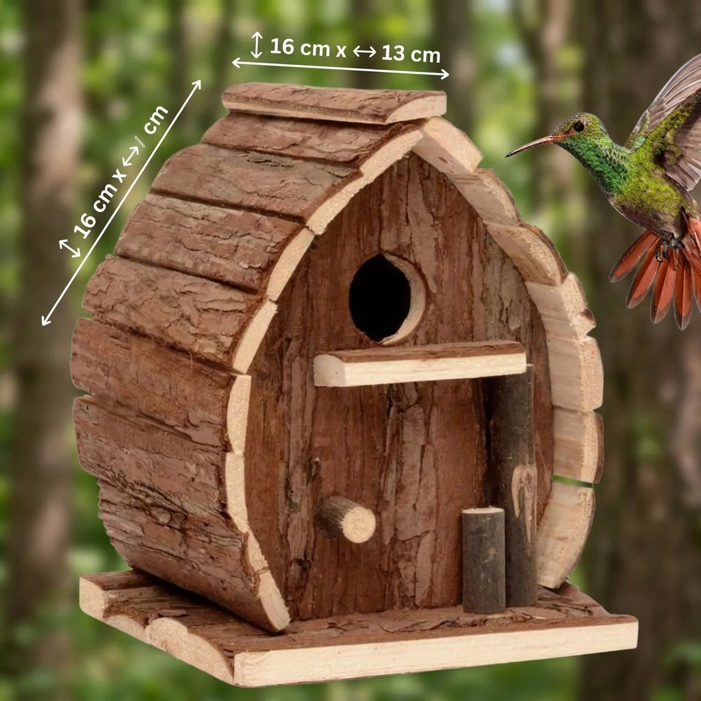 Nichoir Rustique en Bois Dur pour Oiseaux