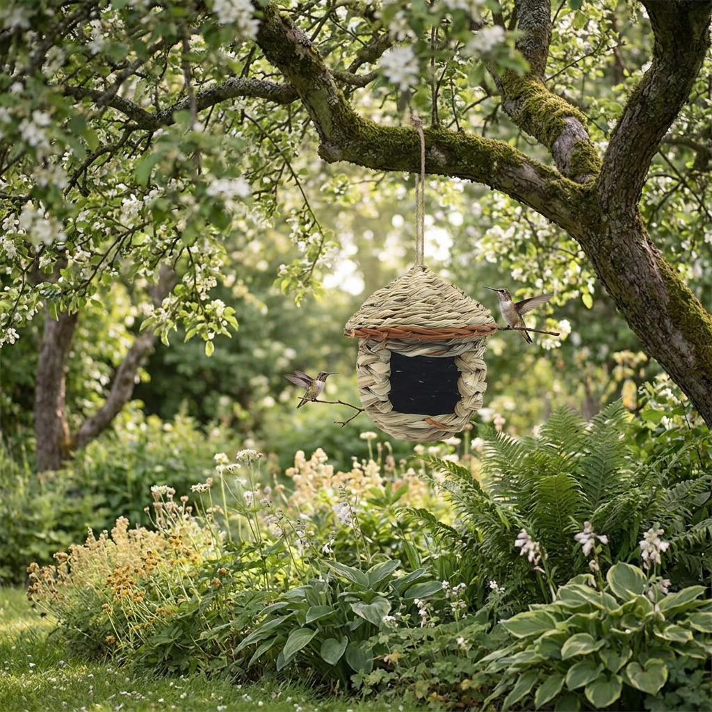 Nichoir Artisanal en Paille Naturelle Tressé à la Main