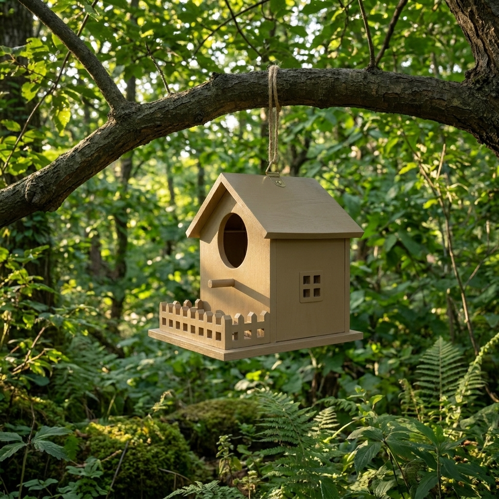 Nichoir en Bois Naturel pour Oiseaux