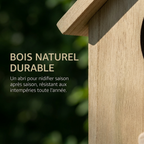 Nichoir en Bois Naturel pour Oiseaux