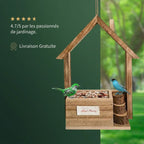 Mangeoire Nichoir 2-en-1 en Bois Suspendu pour Oiseaux
