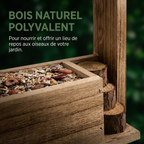 Mangeoire Nichoir 2-en-1 en Bois Suspendu pour Oiseaux