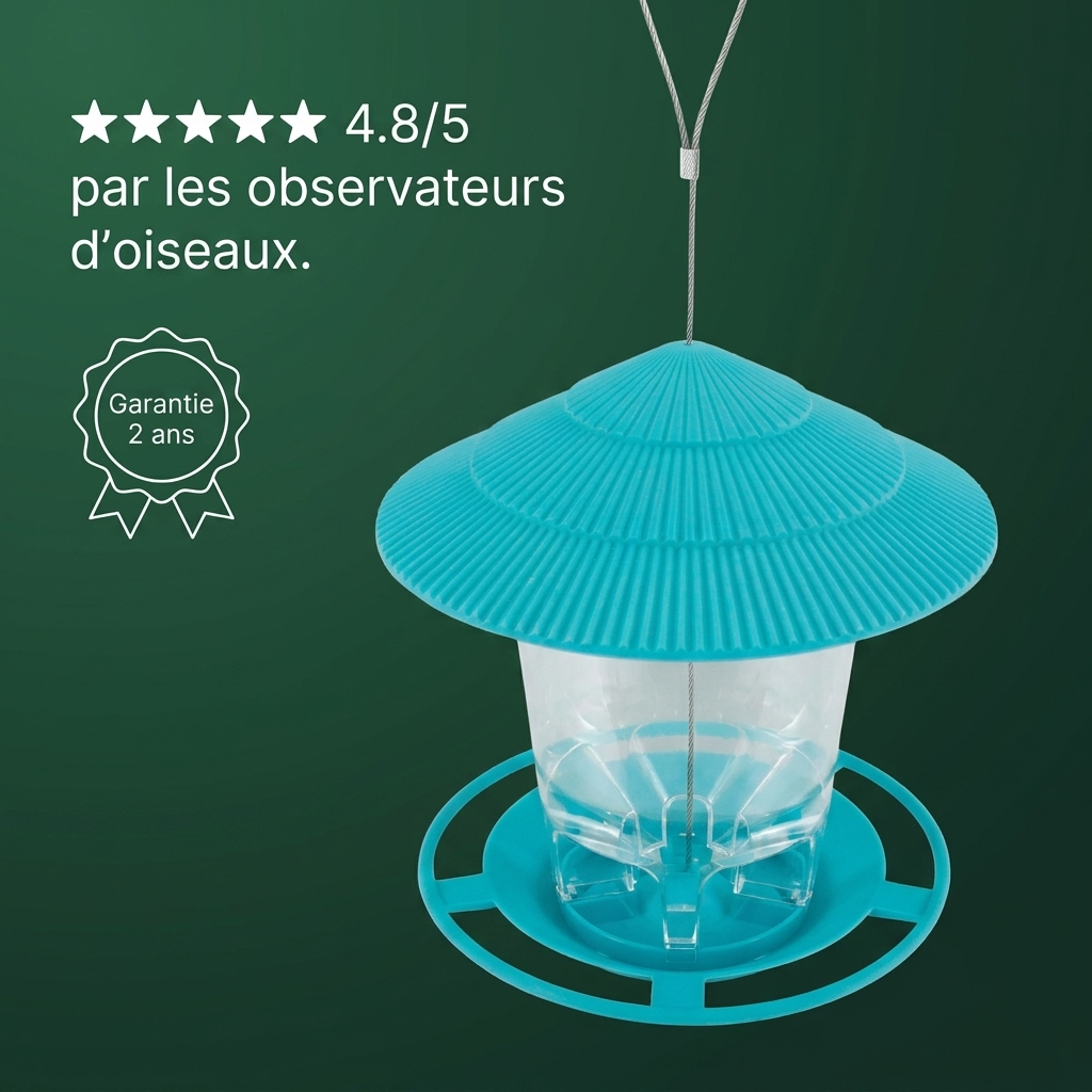 Mangeoire Hexagonale Suspendue Anti-Écureuils pour Oiseaux