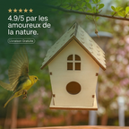 Nichoir en Bois Naturel en Forme de Maisonnette pour Oiseaux
