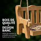 Mangeoire à Oiseaux en Bois Forme Banc Suspendu