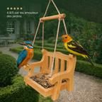 Mangeoire à Oiseaux en Bois Forme Banc Suspendu