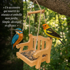 Mangeoire à Oiseaux en Bois Forme Banc Suspendu