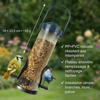 Mangeoire Tubulaire Transparente pour Oiseaux Sauvages