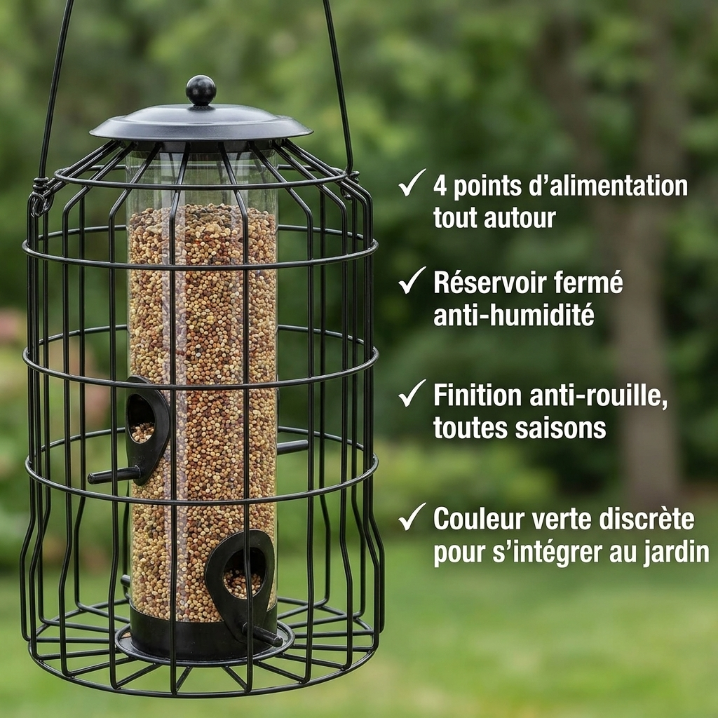 Mangeoire Anti-Écureuils pour Oiseaux