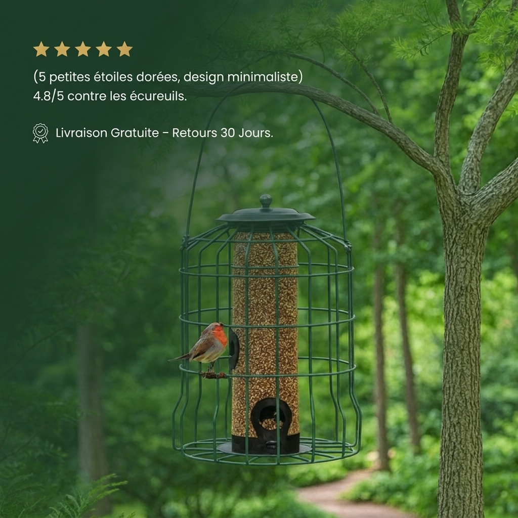 Mangeoire Anti-Écureuils pour Oiseaux