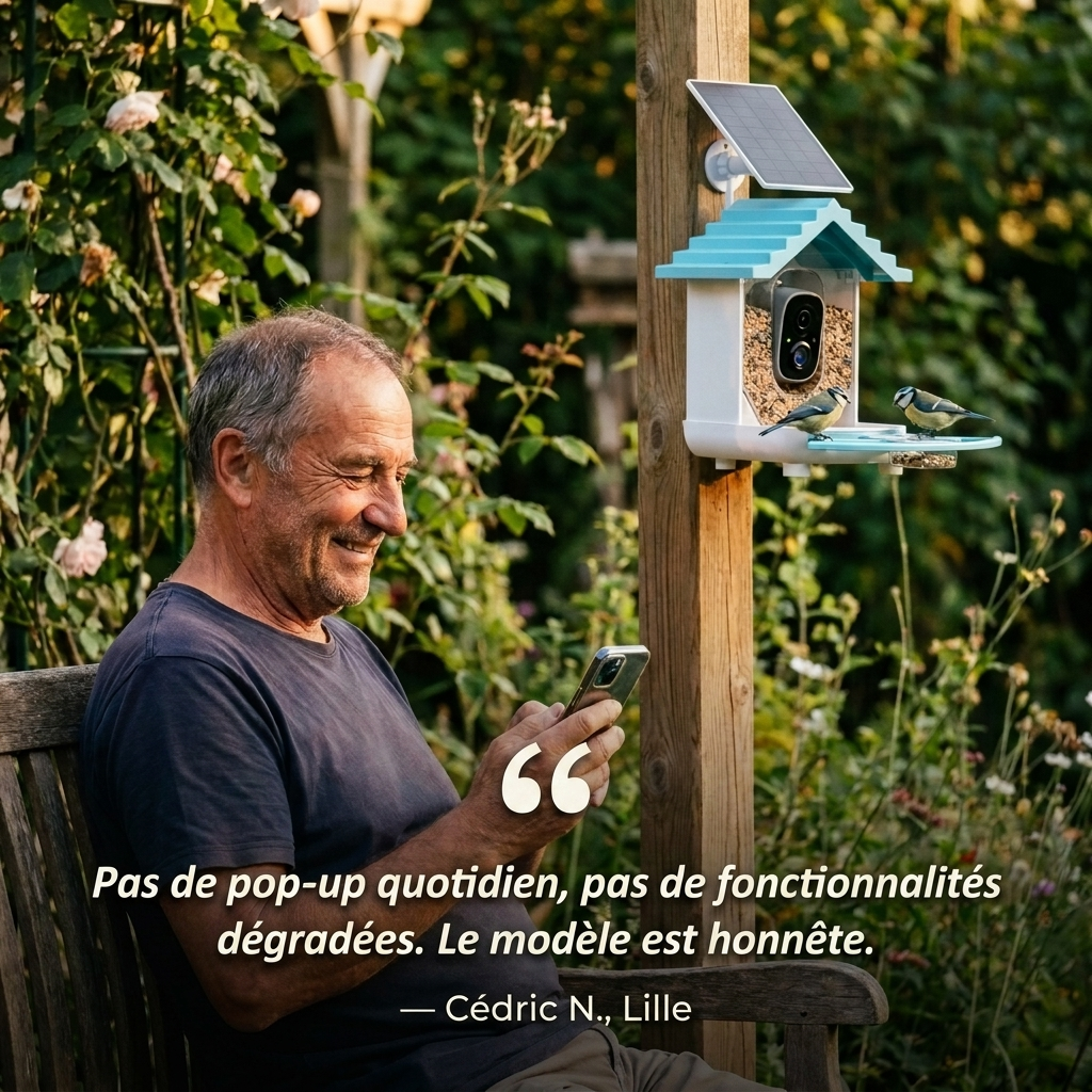 Mangeoire Connectée à Caméra intelligente pour Oiseaux avec Panneau Solaire 5W