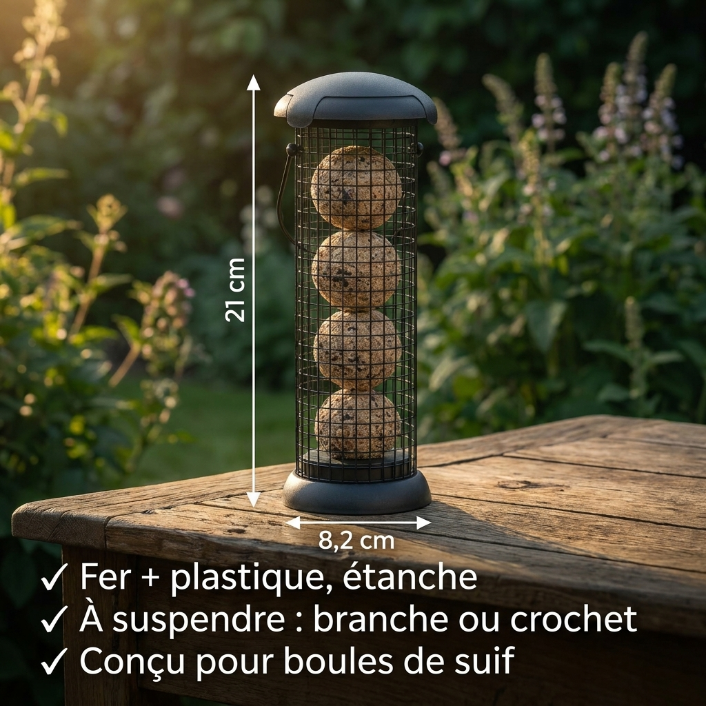 Mangeoire à Boules de Suif Suspendue pour Oiseaux de Jardin