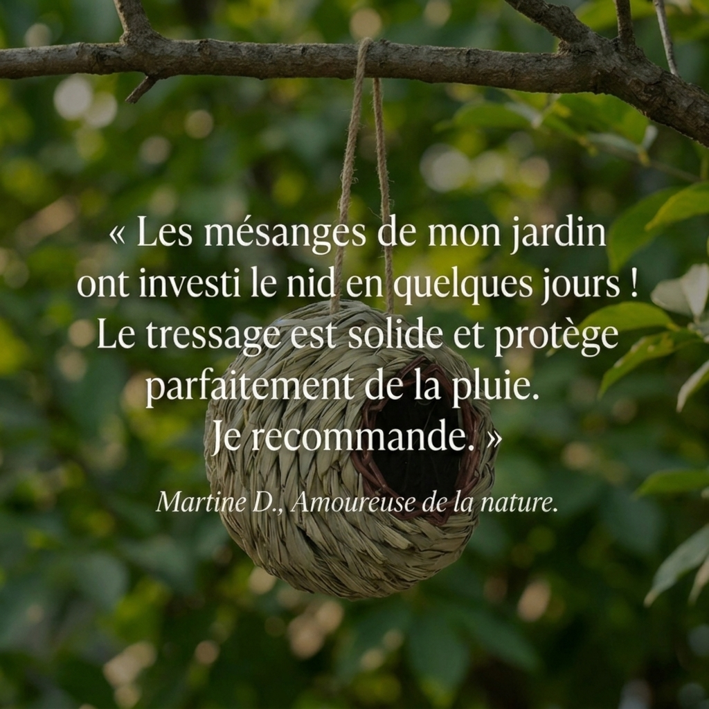 Nichoir Sphérique Artisanal en Bambou pour Petits Oiseaux