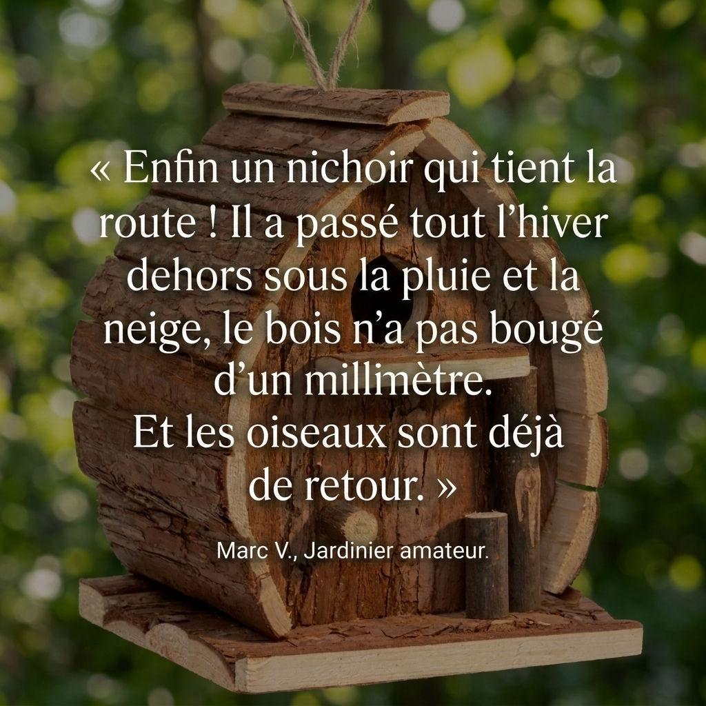 Nichoir Rustique en Bois Dur pour Oiseaux