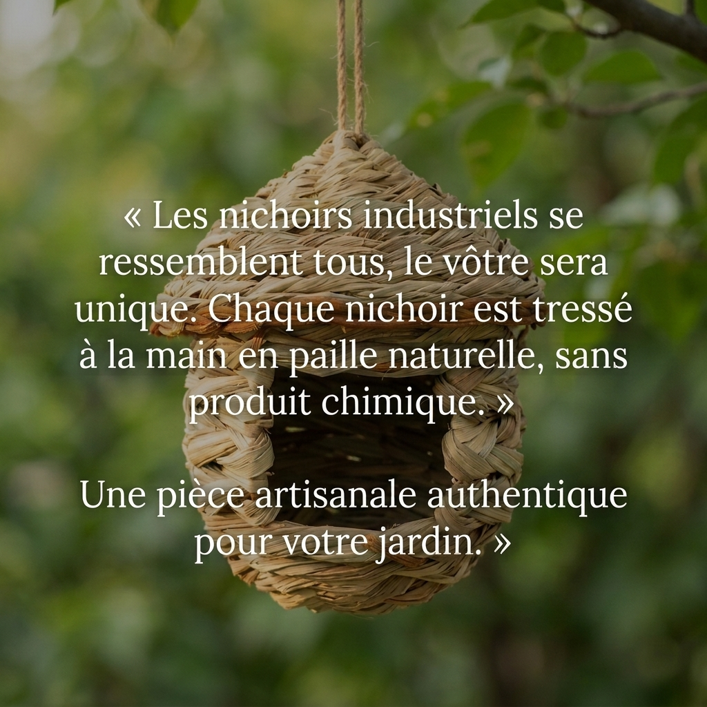 Nichoir Artisanal en Paille Naturelle Tressé à la Main