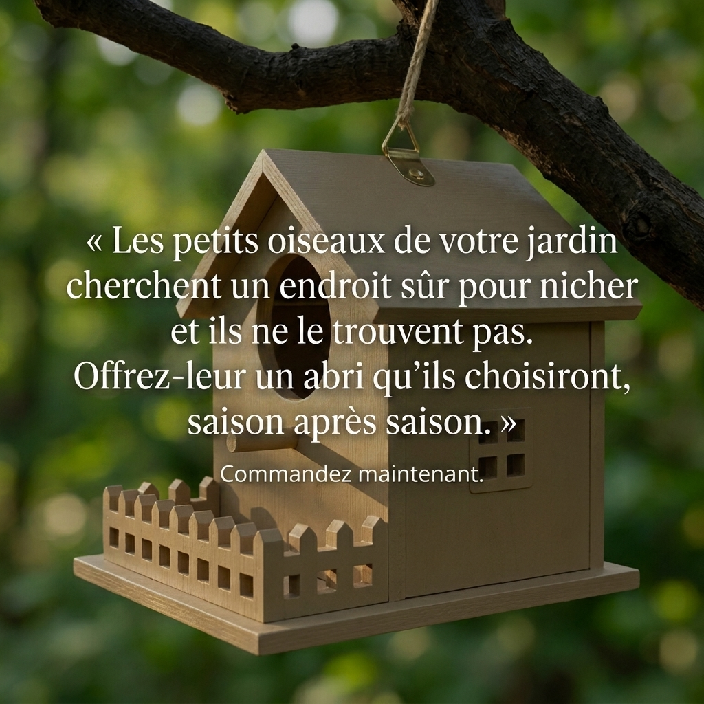 Nichoir en Bois Naturel pour Oiseaux