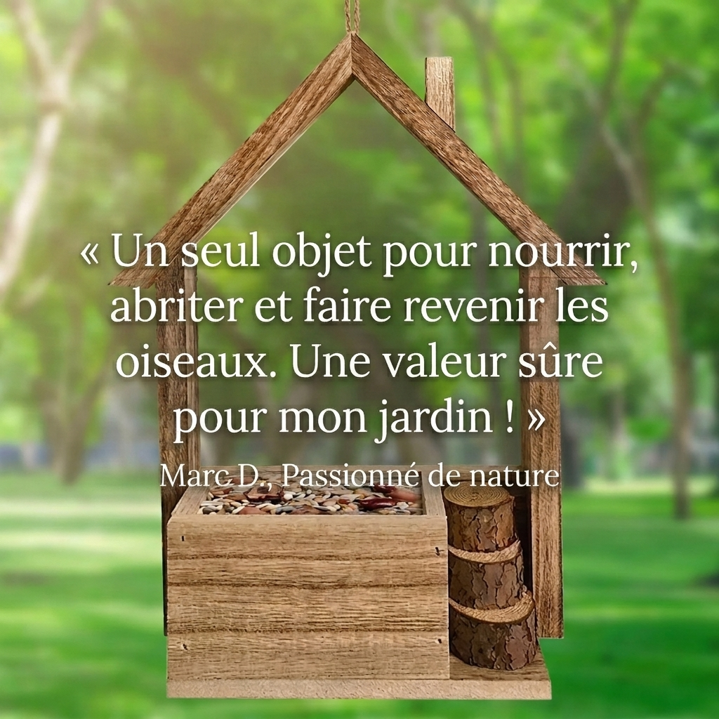 Mangeoire Nichoir 2-en-1 en Bois Suspendu pour Oiseaux