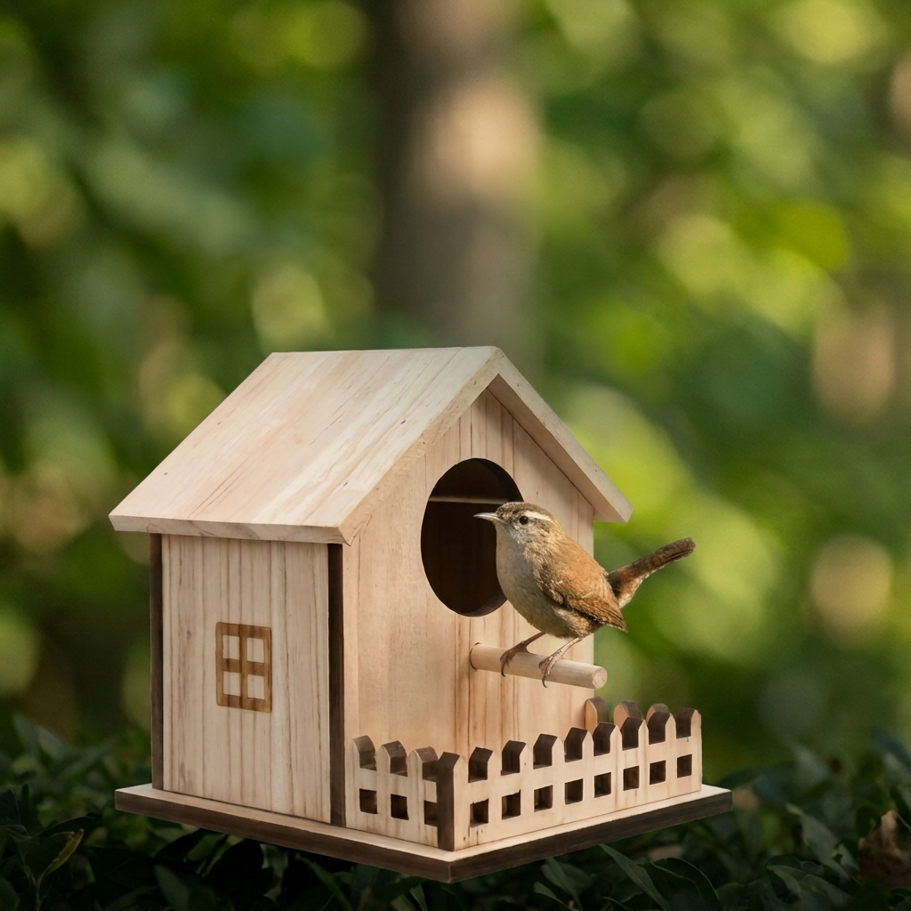 Nichoir en Bois Naturel pour Oiseaux