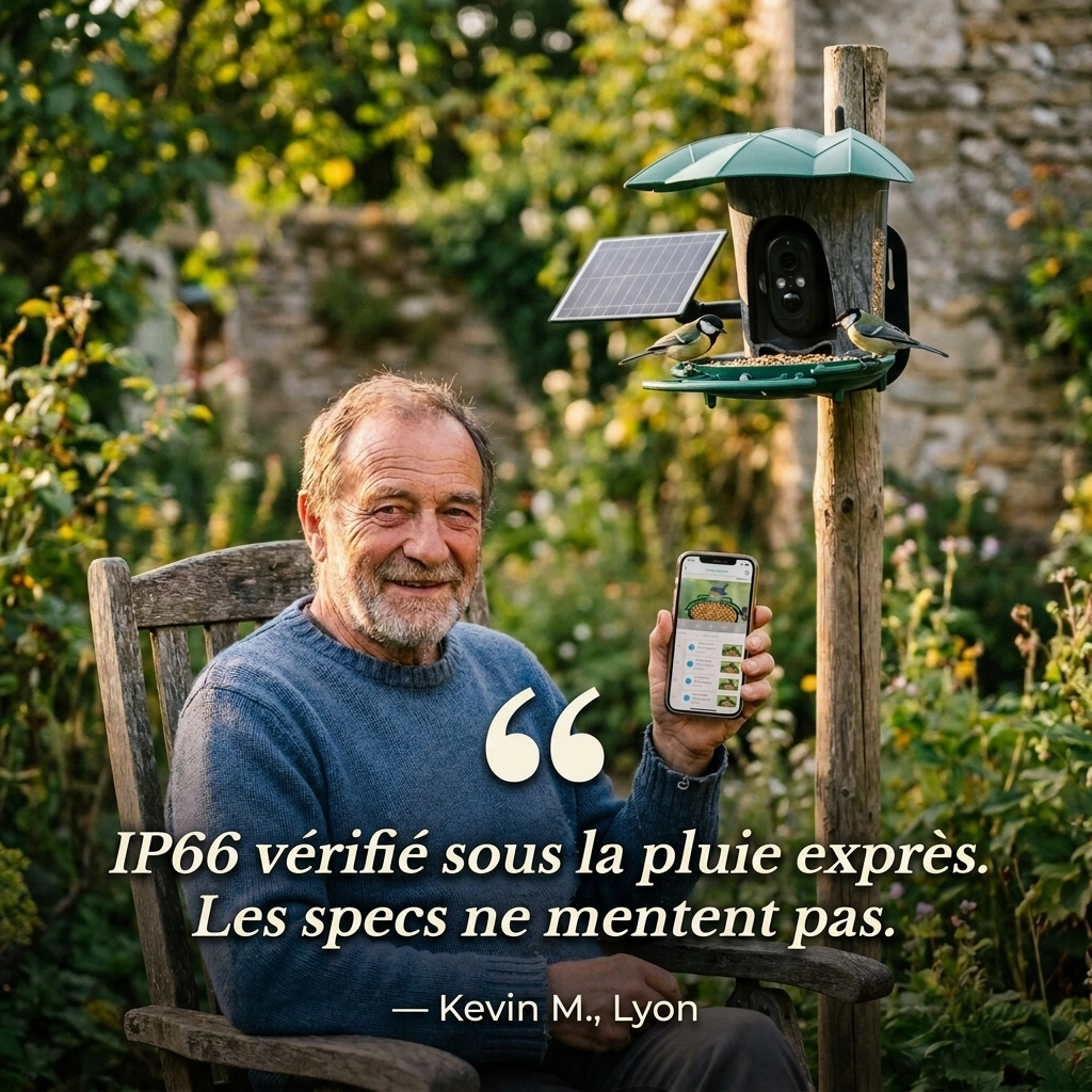 Mangeoire Connectée à Caméra 180° avec Panneau Solaire 6W pour Oiseaux