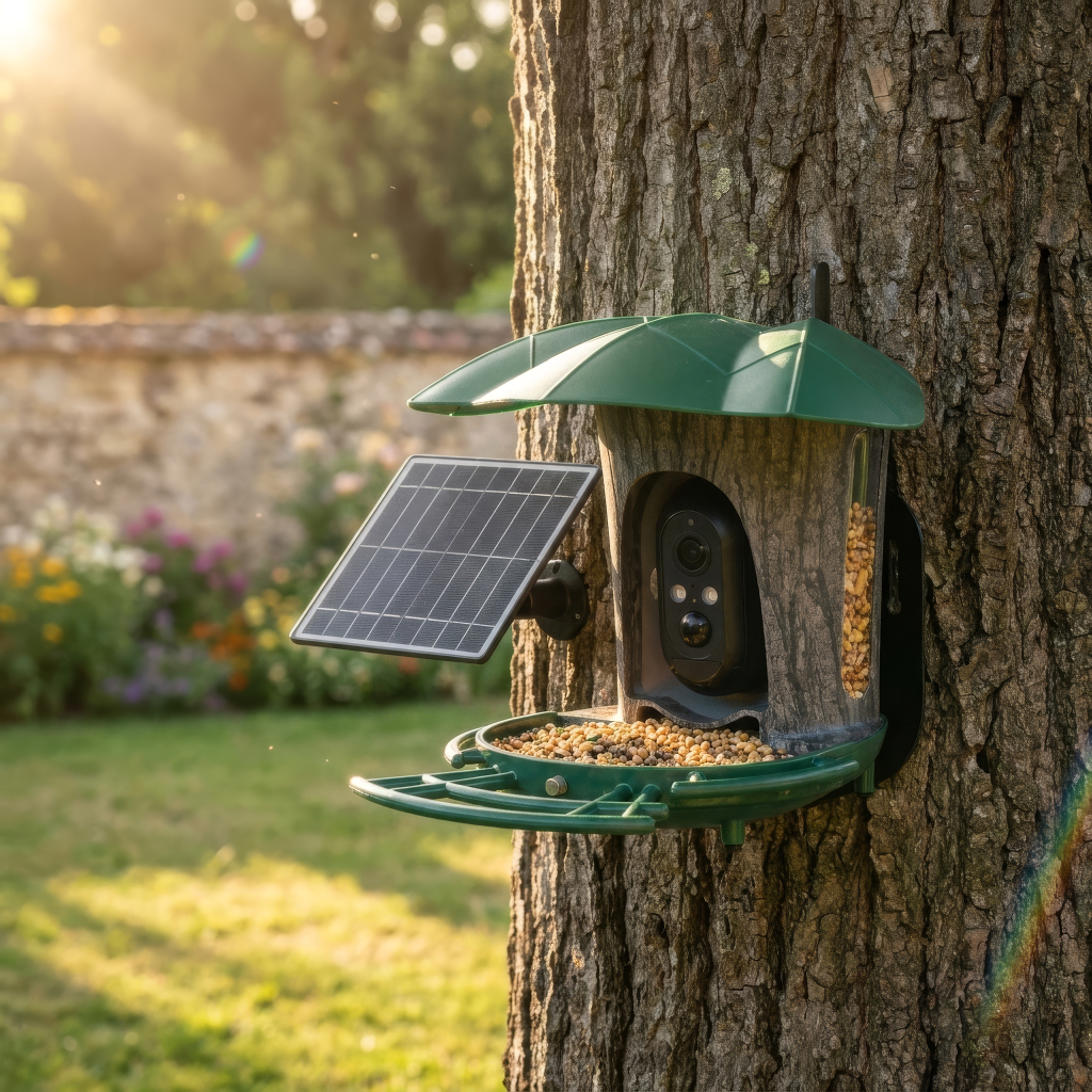 Mangeoire Oiseaux Caméra 180° Solaire 6W