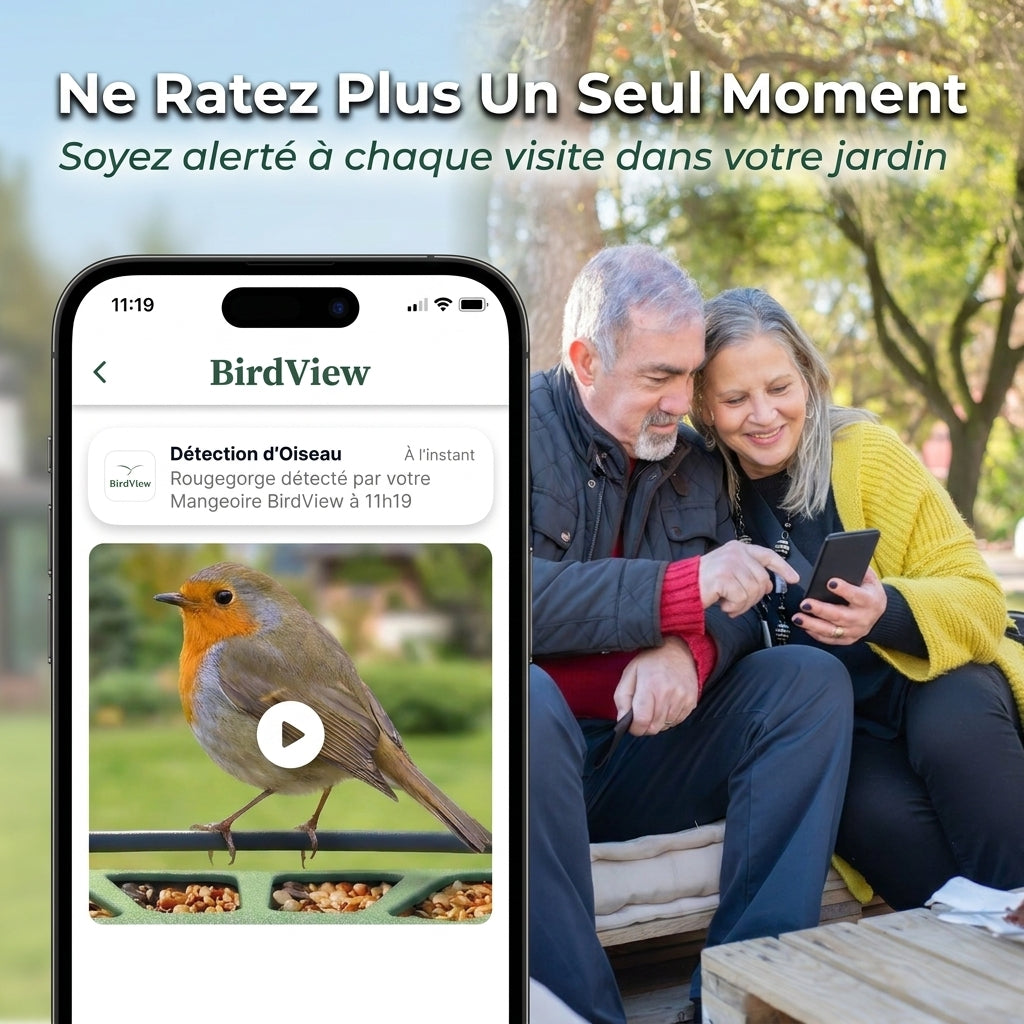 Mangeoire Oiseaux Caméra 180° Solaire 6W